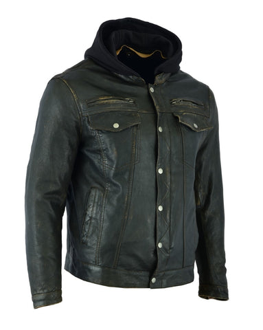 Daniel Smart Mfg. DS782 leather motorcycle jacket front view