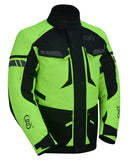 Daniel Smart Mfg. armored textile motorcycle touring jacket hi-vis front angle view