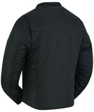 Daniel Smart Mfg. all-season textile motorcycle jacket with reflective stripe back angle view