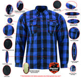 Daniel Smart Mfg. armored flannel motorcycle shirt blue features