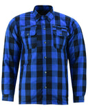 Daniel Smart Mfg. armored flannel motorcycle shirt blue front view
