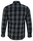 Daniel Smart Mfg. armored motorcycle flannel jacket gray back view