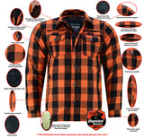 Daniel Smart Mfg. armored flannel motorcycle shirt orange features