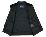 Daniel Smart Mfg. canvas motorcycle vest with leather trim inside view