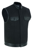 Daniel Smart Mfg. canvas motorcycle vest with leather trim