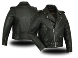 Daniel Smart Mfg. classic police style leather motorcycle jacket front and back