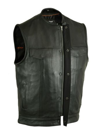 Leather Motorcycle Vest with Snap Pockets