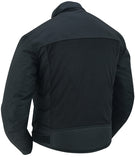 Daniel Smart Mfg. cross wind mesh motorcycle jacket with armor black back angle view