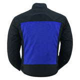 Daniel Smart Mfg. cross wind mesh armored motorcycle jacket blue back view