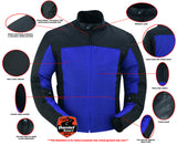Daniel Smart Mfg. cross wind mesh armored motorcycle jacket blue features