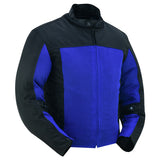 Daniel Smart Mfg. cross wind mesh armored motorcycle jacket blue front angle view