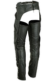 Daniel Smart Mfg. thermal-lined leather motorcycle chaps with deep pockets model DS488 back view