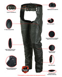 Daniel Smart Mfg. thermal-lined leather motorcycle chaps with deep pockets model DS488 features