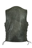 Daniel Smart Mfg. distressed gray leather motorcycle vest back
