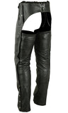 Daniel Smart Mfg. double deep pocket thermal leather motorcycle chaps DS476 back view