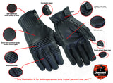 Daniel Smart Mfg. premium leather motorcycle operator glove features