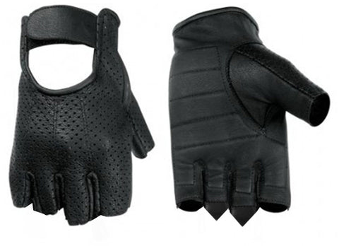 Daniel Smart Mfg. perforated leather fingerless motorcycle gloves