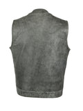 Daniel Smart Mfg. gray leather motorcycle vest back