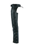 Daniel Smart Mfg. leather motorcycle chaps with jean-style pockets model DS402 side view