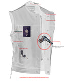 Daniel Smart Mfg. leather motorcycle vest with concealed holsters holster view