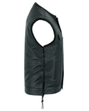 Daniel Smart Mfg. leather motorcycle vest with concealed holsters side view