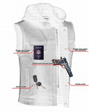 Daniel Smart Mfg. leather motorcycle vest with removable hood holster view