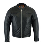 Daniel Smart Mfg. sporty leather motorcycle cruiser jacket front view