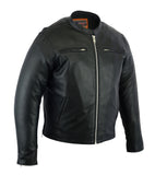 Daniel Smart Mfg. sporty leather motorcycle cruiser jacket front angle view