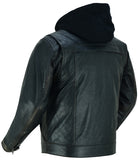 Daniel Smart Mfg. distressed leather motorcycle jacket back angle view