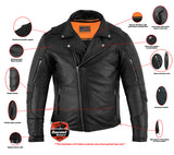 Daniel Smart Mfg. long length leather motorcycle biker jacket features