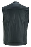 Daniel Smart Mfg. perforated leather single back panel biker vest back view