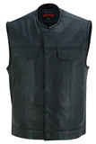 Daniel Smart Mfg. perforated leather single back panel biker vest front view
