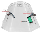 Daniel Smart Mfg. perforated leather single back panel biker vest inside pockets view