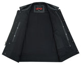 Daniel Smart Mfg. perforated leather single back panel biker vest inside view
