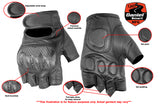 Daniel Smart Mfg. sporty leather fingerless motorcycle gloves with hard knuckles features