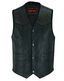 Daniel Smart Mfg. traditional leather motorcycle vest front view