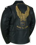 Daniel Smart Mfg. live to ride ride to live leather jacket back angle view