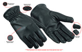 Daniel Smart Mfg. waterproof thermal-lined deerskin motorcycle gloves features