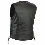 Daniel Smart Mfg. women's classic side-laced leather motorcycle vest DS252 back angle view