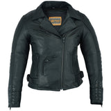 Daniel Smart Mfg. women's must ride leather motorcycle jacket DS802 front view