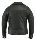 Daniel Smart Mfg. longer length leather women's motorcycle jacket DS894 back view