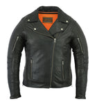 Daniel Smart Mfg. longer length leather women's motorcycle jacket DS894 front view