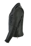Daniel Smart Mfg. longer length leather women's motorcycle jacket DS894 side view