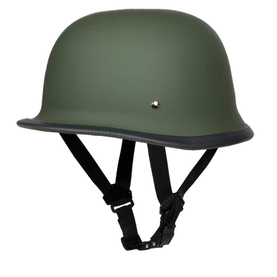 Daytona Helmets German-style military green motorcycle helmet front angle view