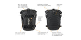 Features of Kriega's 5 liter motorcycle backpack
