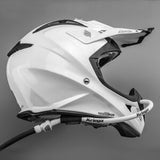 Kriega hands-free motorcycle hydration kit installed on helmet