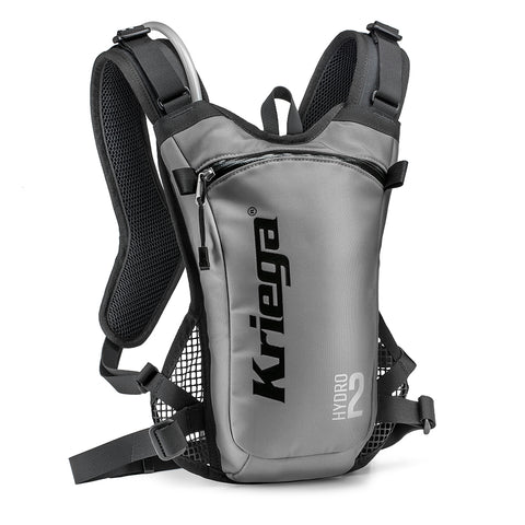 Kriega Hydro-2 motorcycle hydration pack in silver color