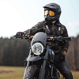 Motorcycle rider wearing Kriega R20 motorcycle backpack