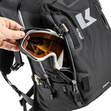 Side pocket on Kriega R20 motorcycle backpack