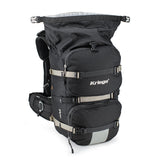 Open roll-top waterproof compartment on Kriega R30 motorcycle backpack